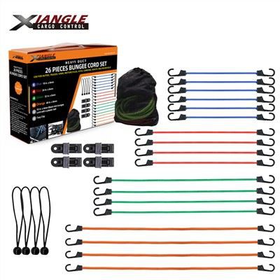 Assortiment de cordons de bungee premium 26pcs, inclou llaços de dosser, clips de lona